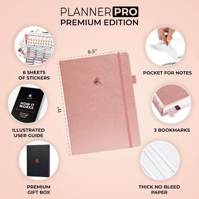 Clever Fox Planner Pro Premium - Luxurious Weekly & Monthly Planner with Budget Organizer for Productivity & Goals, Undated, A4 (Rose Gold) - Image 2